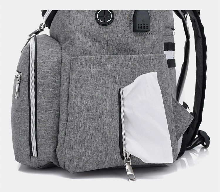 Fashion Baby Diaper Bags With Usb Interface Large Capacity Waterproof Mummy Maternity Nappy Bag For Mom Multifunctional Backpack (6)