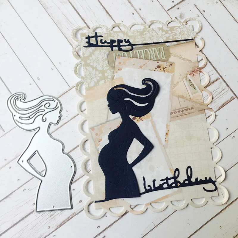 

Pregnant Women Metal Cutting Dies Scrapbooking DIY Album Embossing Folder Paper Cards Maker Template Decor Stencils Craft Dies