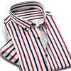 Colorful Stripe Short Sleeve Shirts Summer Hot Men Dress Shirt Button Down Male Business Casual Social Clothing Slim Fit 4