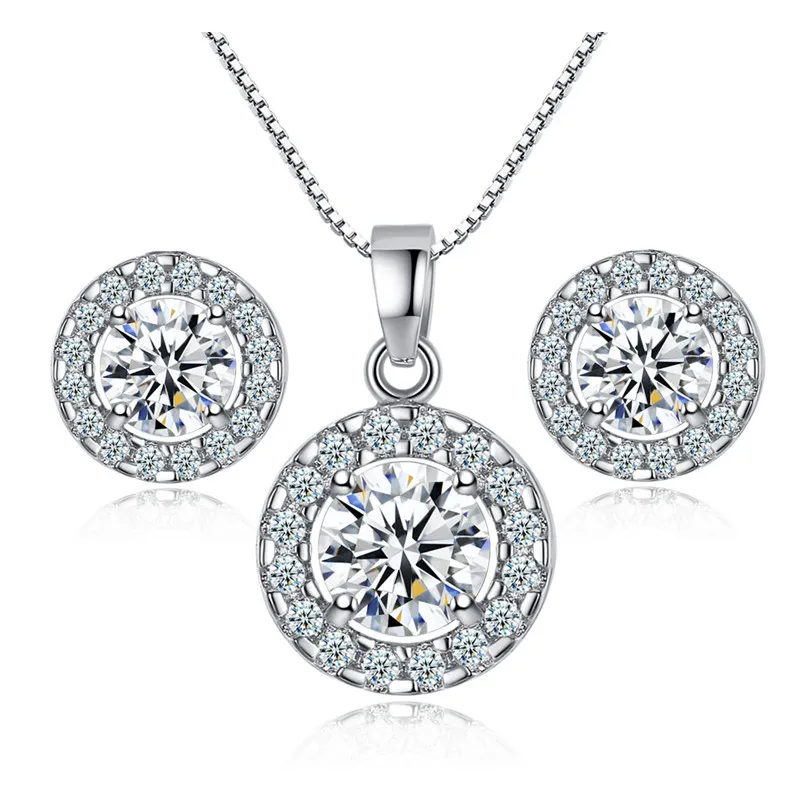 

New Hot Jewelry Set Fashion Pop Jewelry Set Shiny Zircon Necklace Earrings Set Women's Gift
