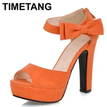 New summer Peep Toe Cheville sangle orange Doux Épais à talons hauts Sandales Plate-Forme Lady femmes chaussures