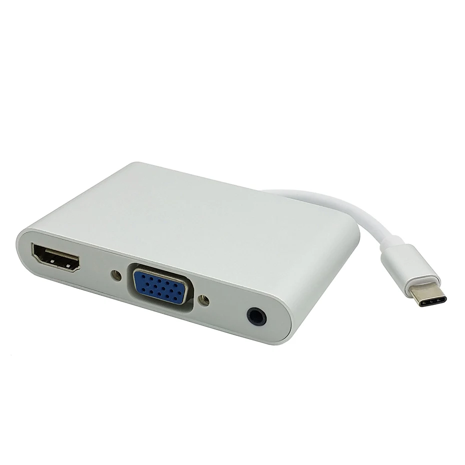 USB C Type C to HDMI VGA 3.5mm Audio Adapter 3 in 1 USB 3.1 USB-C Converter Cable for Laptop Macbook Google Chromebook Pixel (8)