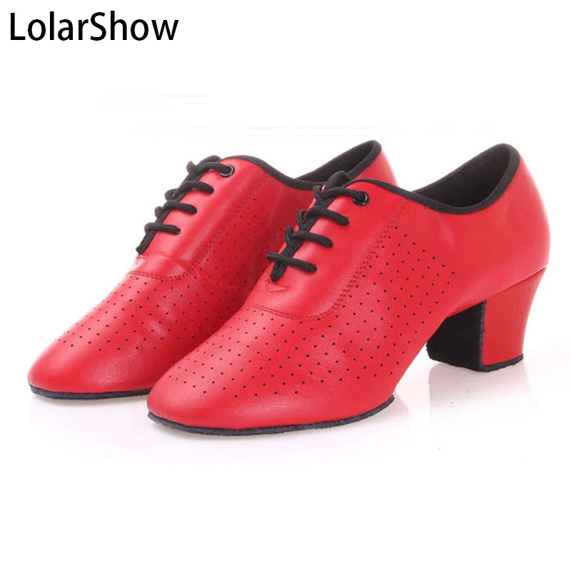 Black/red full grain leather Latin Dance Shoes For women teacher Men