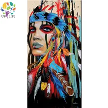 100 hand made american native idian figure oil painting The Indians girl warrior portrait canvas picture