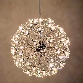 

Nordic modern led lamp living room fixture round crystal clothing store dandelion creative art new restaurant bedroom chandelier