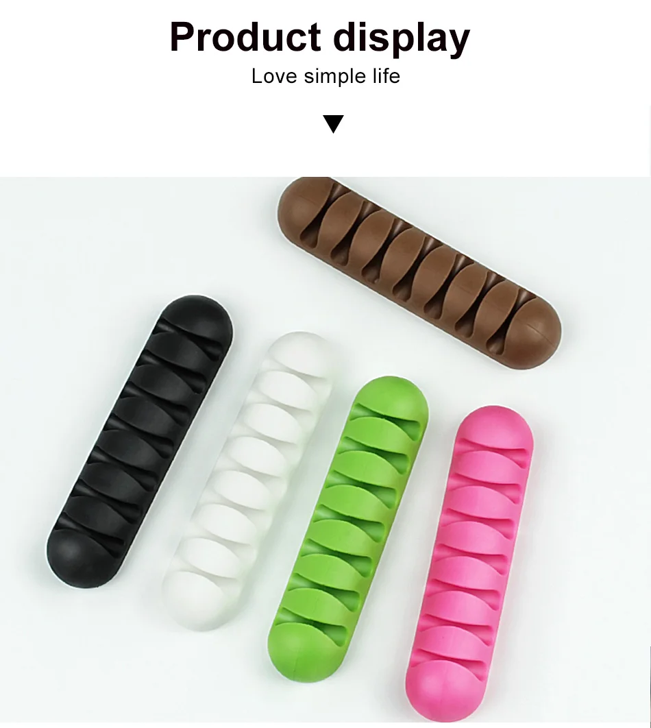 !ACCEZZ USB Cable Organizer Wire Winder Headphone Earphone Holder Mouse Cord 7 Holes Silicone Clip Desktop Line Cable Management (7)