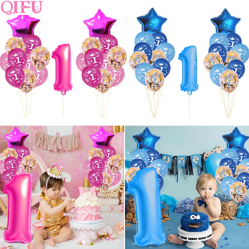 

1st Birthday Balloon Confetti Foil Balloon Number Ballon Birthday Party Decoration Kids First Birthday Boy Girl Party Babyshower