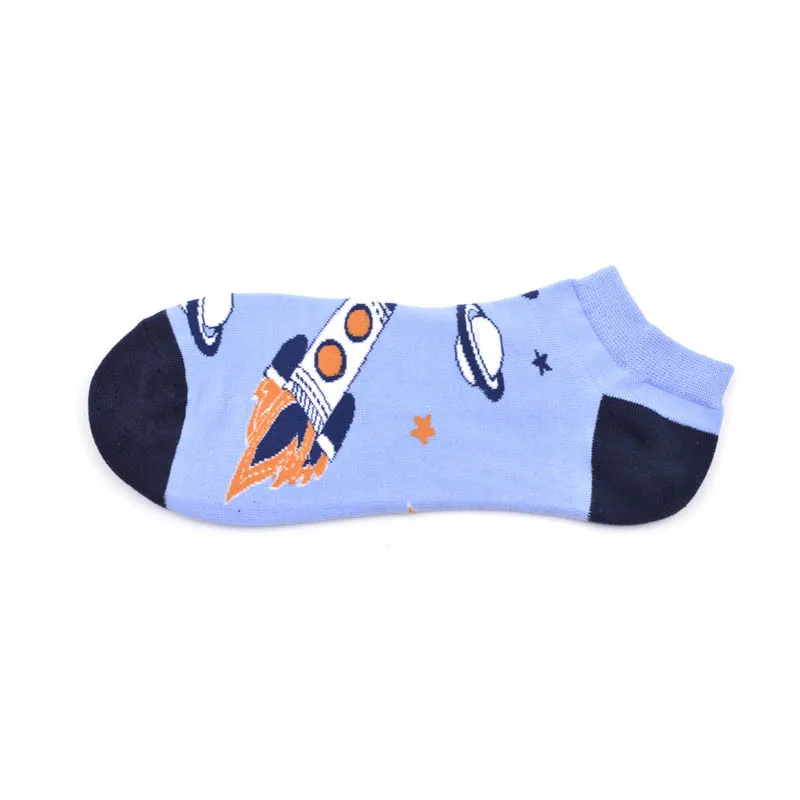 Летние носки с изображением космонавта, мопса, ленивеца, Счастливого цыпленка, уличные носки, хлопковые короткие забавные носки-башмачки для женщин и мужчин, мужские носки, Тапочки - Цвет: 14