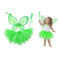 Green Easter Tutu Skirt Kids Knee Length Elastic Nylon Tinkerbell Girl Skirts Princess Tutu Toddlers Skirt Girls Pettiskirt 2-8Y girls hi lo tutu skirts kids girl mauve tulle skirt wedding bridal bridesmaid skirt knee length skirt with ruffles 1 10 ys