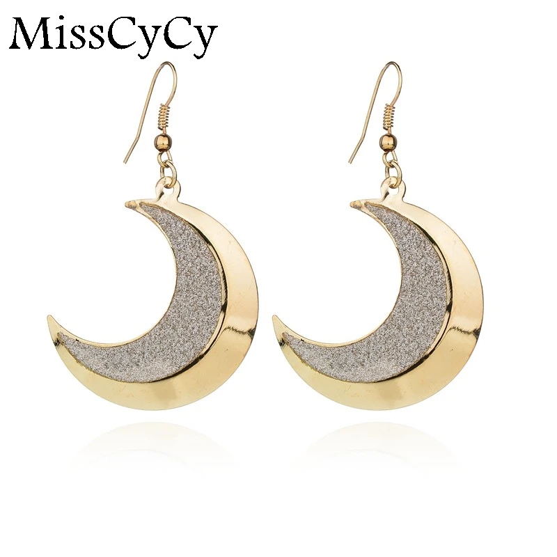 

MissCyCy Rhinestone Moon Gold Color Earrings 3 Colors Vintage Drop Earrings For Women Fine Jewelry