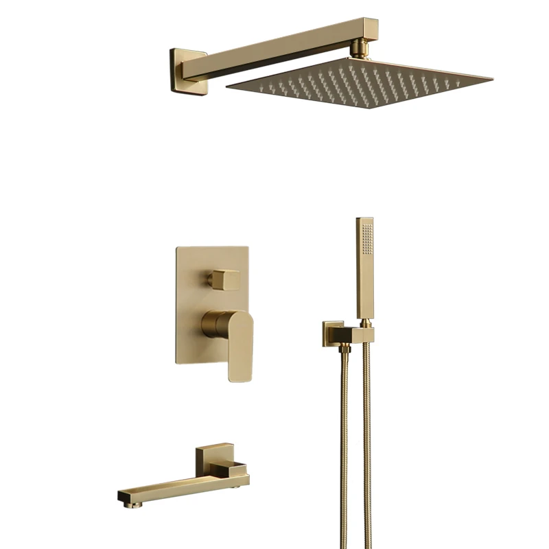 Billig Bad Dusche Set Gebürstet Gold Platz Regen Dusche Wasserhahn Wand oder Decke Wand Montiert Dusche Mixer 8 12\