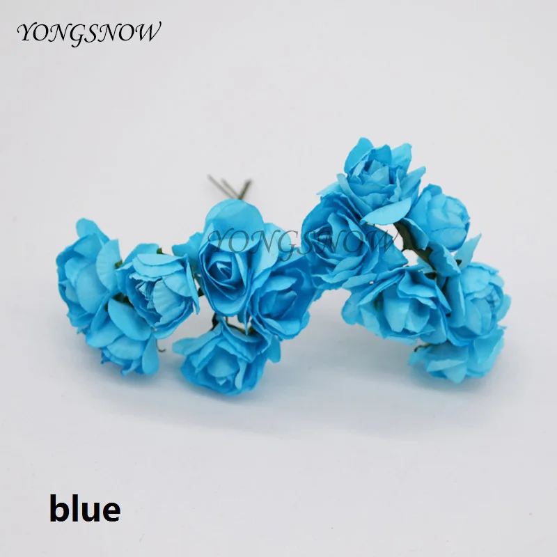 24 шт. 3 см искусственные Азалии бумажные цветы Свадебные украшения для самодельного изготовления Рододендрон поддельные цветы розы венки товары для дома - Цвет: Blue