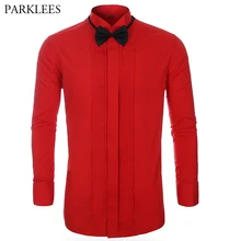 Модные французская запонка рубашки для Для мужчин Фирменная Новинка Длинный Рукав Рубашка-смокинг мужской деловой официальный Мужская рубашка в клетку Chemise Homme