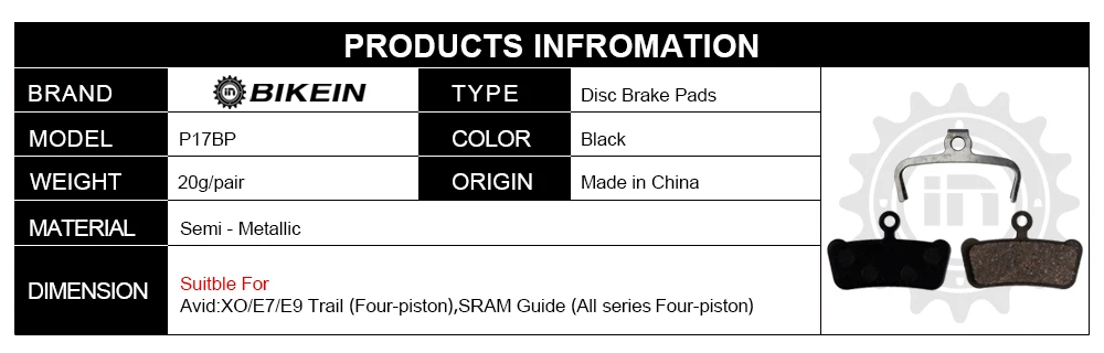 Bikein-4 пары Велосипедный Спорт Диск тормозные колодки для SRAM руководство РКК/RS/R Avid XO E7 E9 trail 4 pistions MTB Смола гидравлических тормозных колодок