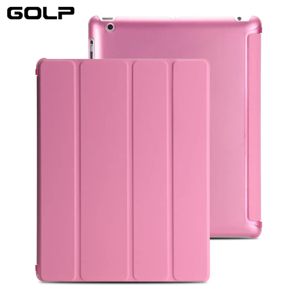 Чехол для iPad 2 3 4, golp Ultra Slim искусственная кожа флип чехол мягкая Вернуться ТПУ Magentic Smart Cover для iPad 2 3 4 A1430 a1460 - Цвет: Pink