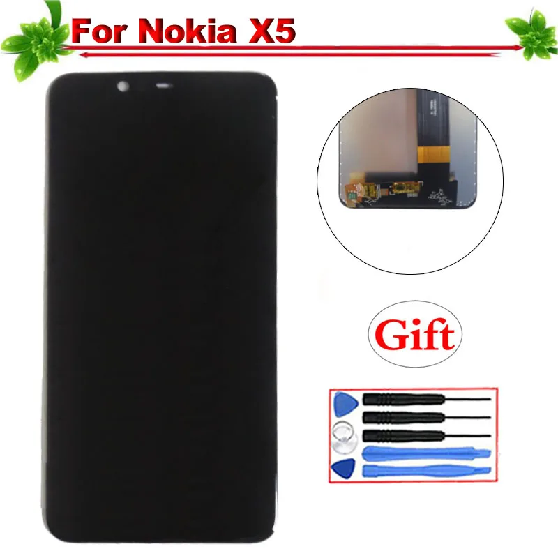 

100% Tested Replacement for Nokia X5 2018 TA-1099 TA-1109 LCD Display Touch Screen Digitizer Full Assembly for Nokia X5 Black