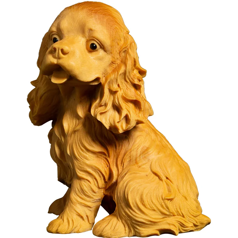 

Cute puppy Poodle Dog Wood Statue Small dog carving Wall decoration Bulldog Miniature home decor