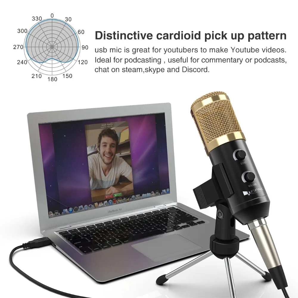 Fifine Plug & Play настольные USB микрофоны для ПК/компьютера (Windows Mac Linux OX) Podcast запись