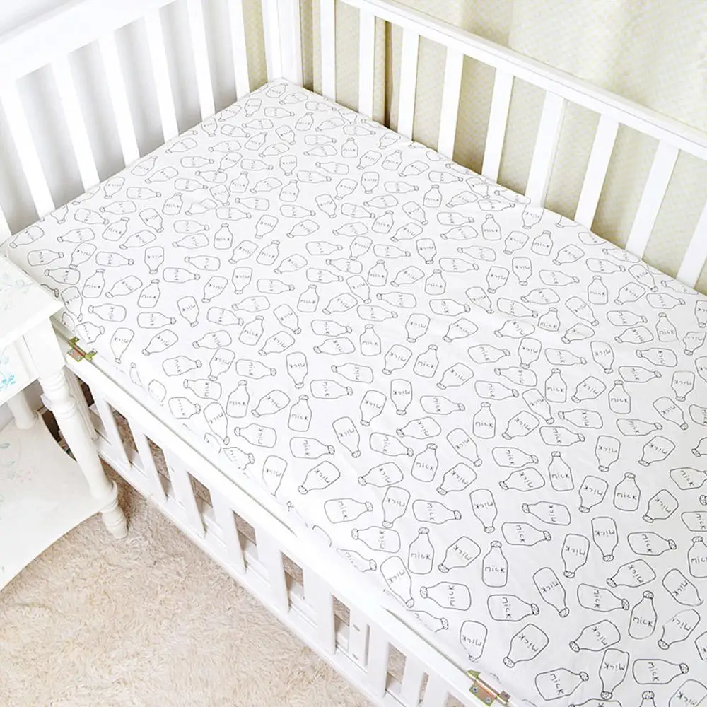 Cotton Crib Fitted Sheet Soft Breathable Baby Bed Mattress Cover Newborn Bedding For Cot