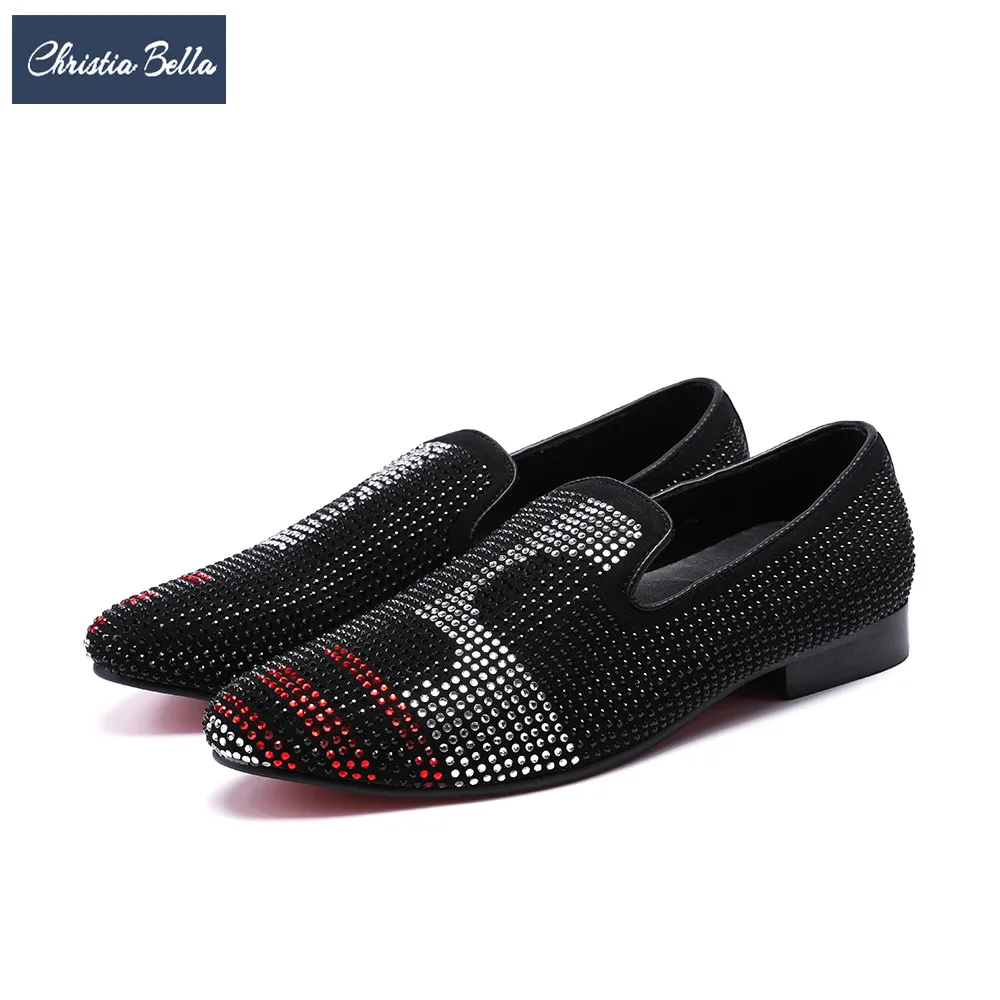 Christia Bella Fashion Rhinestone Men Loafers Designer Studded Loafers