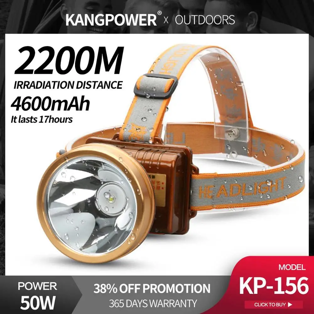 KANGPOWER led faro super brillante de largo alcance cabeza linterna luz Налобная лампа Bateria para pesca кемпинг - Испускаемый цвет: KP-156