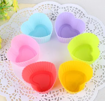 

2017 New 1000pcs Colored silicone cake mold heart shaped muffin cup jelly pudding mold