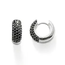 TS Joyería de Plata Esterlina 925 Negro Zirconia Aro Pendientes Criollas, Thomas Estilo Glam & Soul Creolen Joyas Aretes para Las Mujeres