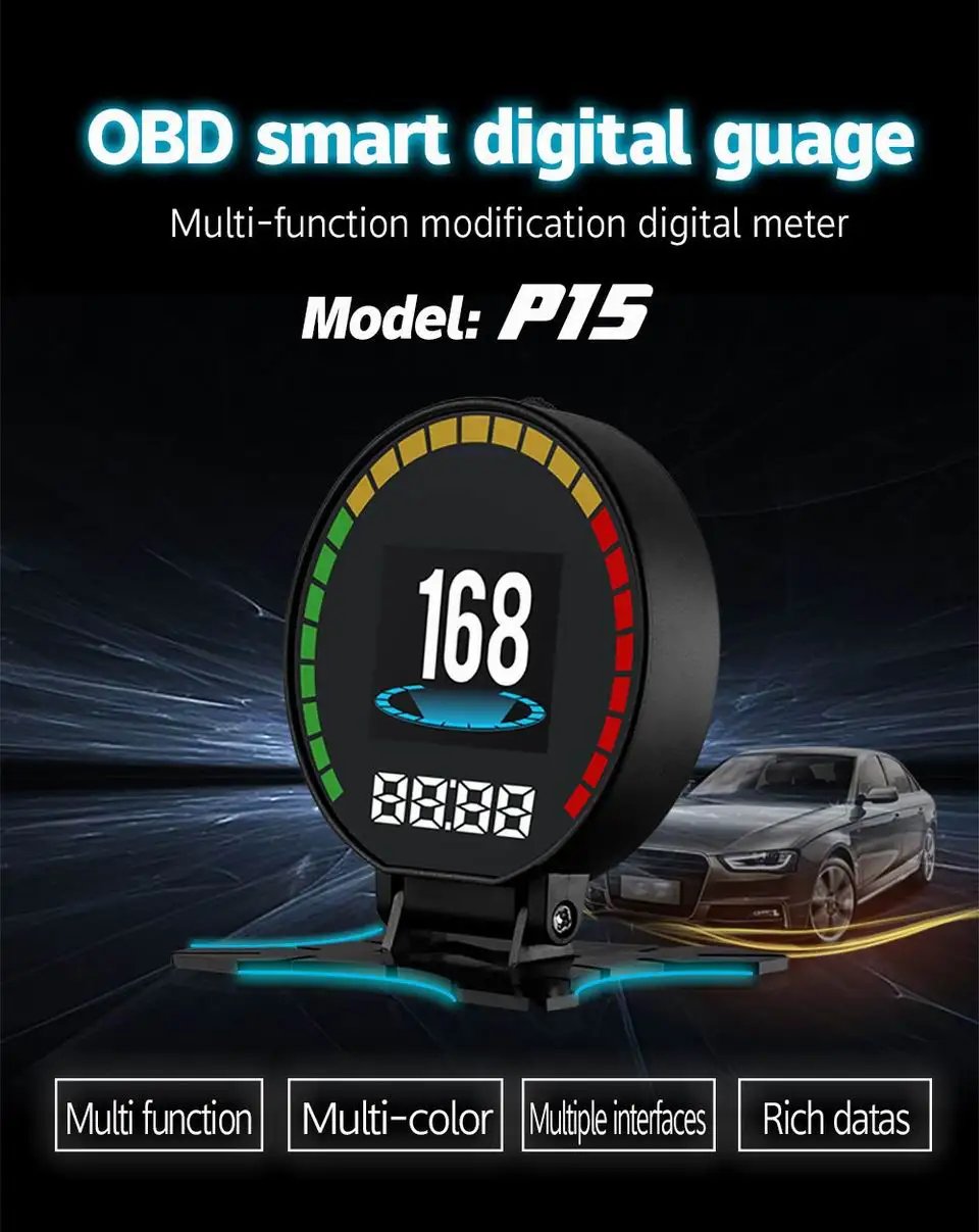 Универсальный Гоночный OBDII OBD2 датчик турбо Boost температура воды Температура масла пресс воздушный коэффициент топлива тахометр об/мин Спидометр GREDDI 8 цветов