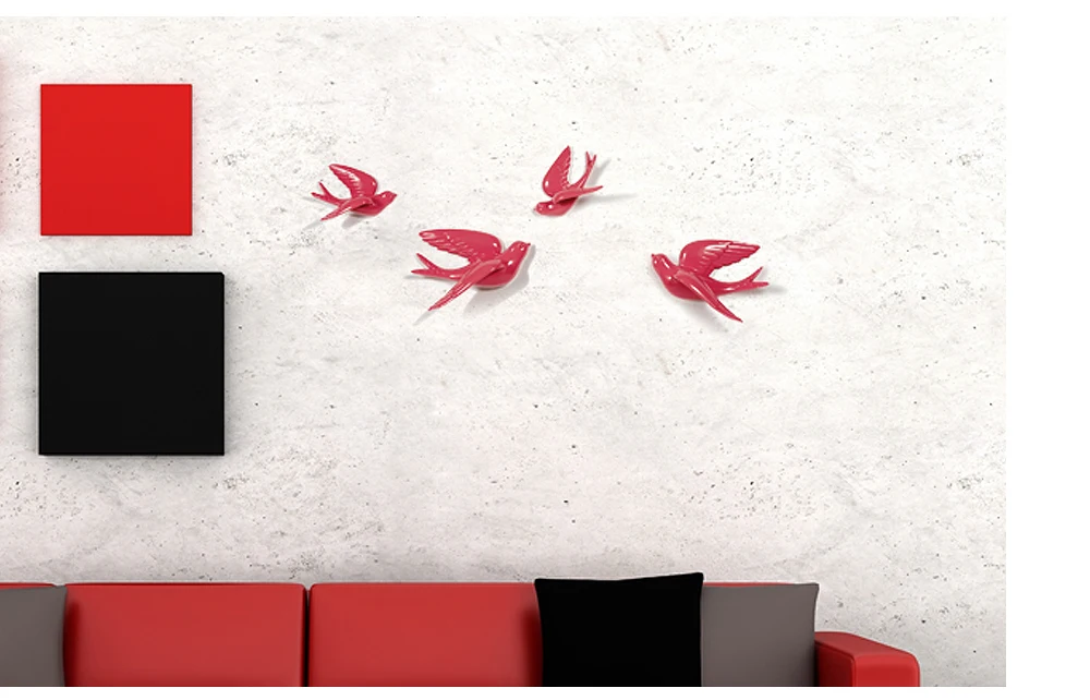 Настенные наклейки Ласточка домашний Декор Гостиная Спальня 3d декоративные наклейки на стену украшения Смола фигурка птицы статуя на стену