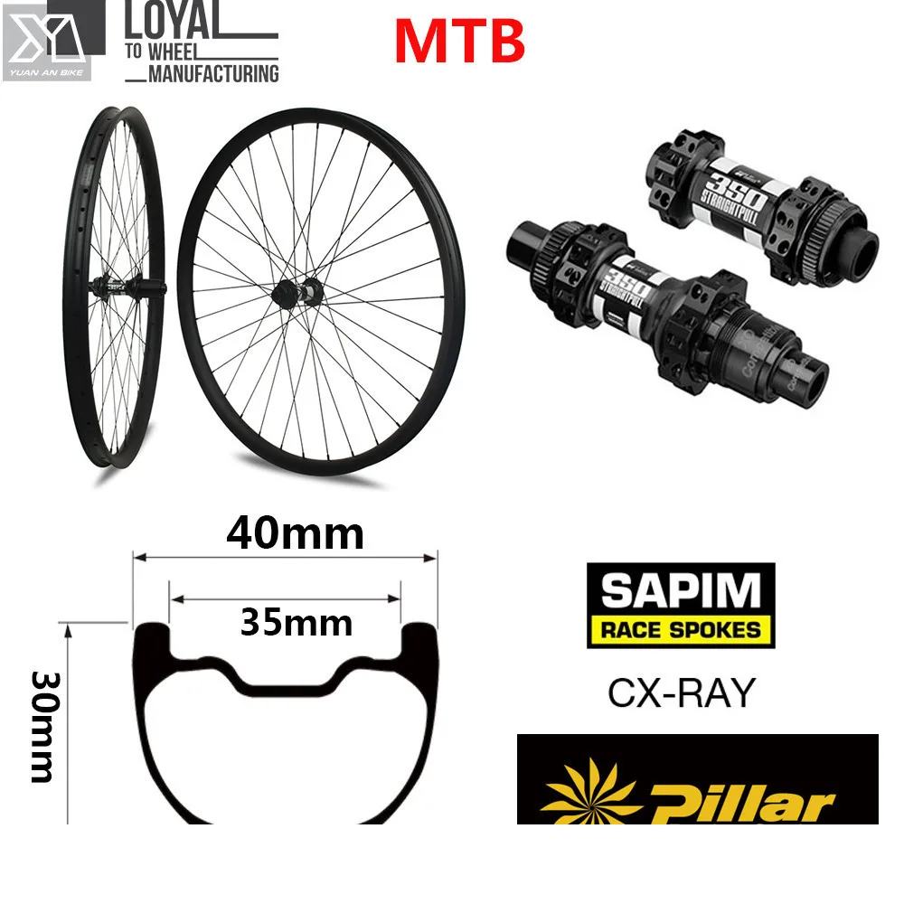 Sale DT Swiss 350 Series 29er Plus Mountain Bike Carbon Wheel 40*30mm Tubeless RIm For XC AM MTB Wheelset QR Or Boost Availbale 0