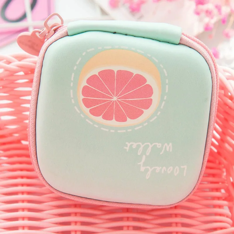 

Headphone Case Storage Bags Small Fresh Square Earphone Storage Box Headset Earphon Zipper Closed Headset Storage Case Cute