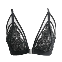 Женский пикантный открытый на завязках цветочный пуш-ап беспроводной бюстгальтер топы нижнее белье