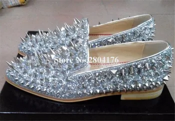 mens silver glitter loafers