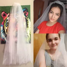 BOAKO Simple Two Layers Short Tulle Cut Edge White Wedding Veils 2019 Cheap Mariage Wedding Accessories Bridal Veil with Comb