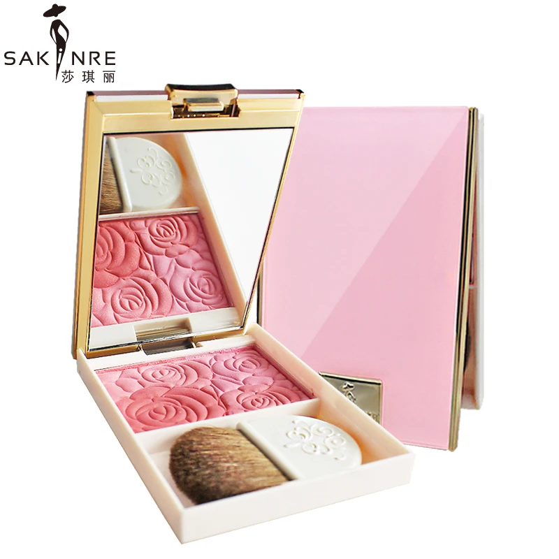 

Brand Cosmetic Luxury 3 Color Rose Blusher Palette Sleek Cheeks Contour Matte Powder Orange Baked Blush Powder with brush mirror
