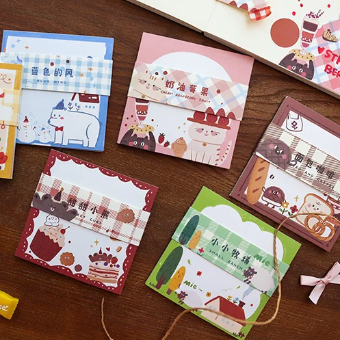 30 листов Kawaii Grid Memo Note креативный милый плед Tearable антипригарный портативный