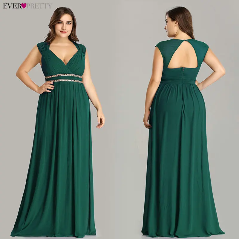 Najtaniej Ever Pretty Plus Size formalne suknie wieczorowe długie kobiety eleganckie Burgundy V Neck szyfonowa imperium suknia wieczorowa Robe De Soiree EP08697