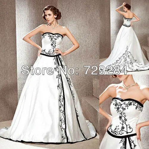 vestidos novia blanco y negro envío gratis china sin tirantes de