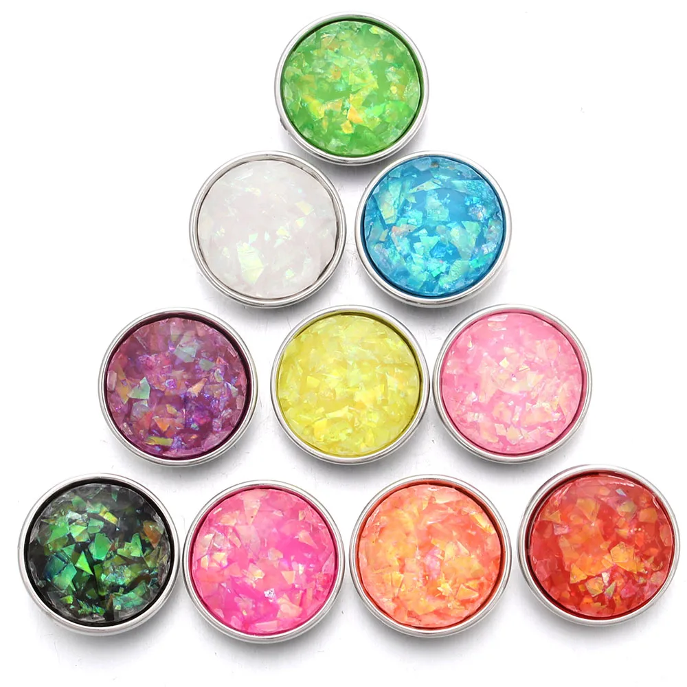 

10pcs/lot 2018 New Colourful Shinny 18mm Snap Buttons Jewelry Ginger Snaps Charm Fit 18mm 20mm Snap Bracelet Button Jewelry