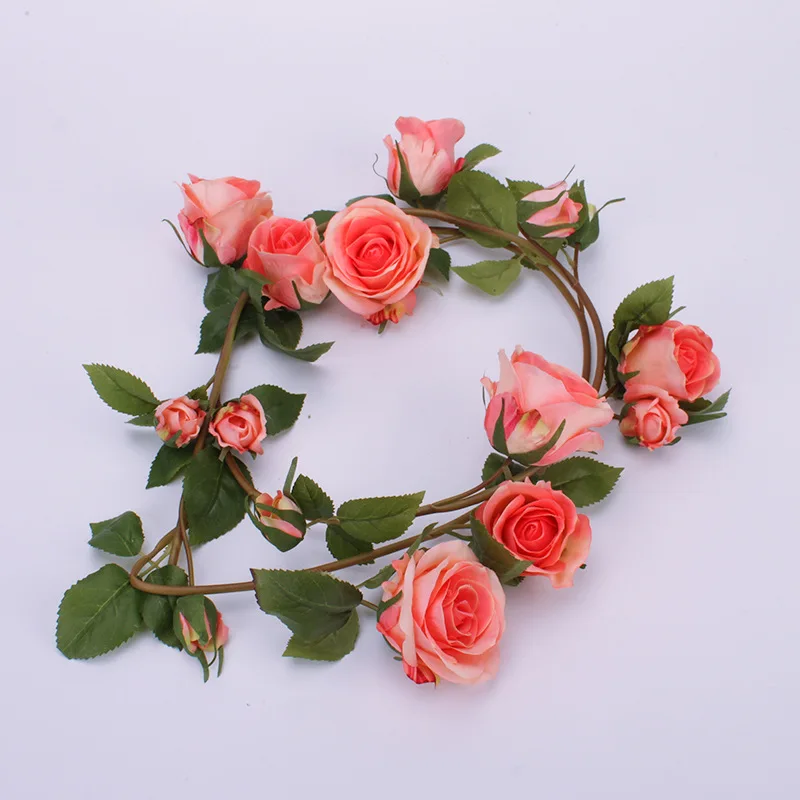 1,5 м вьющийся стебель розы с цветами Искусственные цветы из шелка Роза из ротанга для домашнего свадебного украшения Декор подвесная настенная гирлянда - Цвет: shui fen