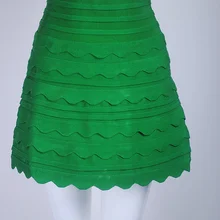 Вискоза бандаж Bodycon Высокая талия Сексуальная Женская Мини Зеленая винтажная повседневная трикотажная тянущаяся повязка юбка