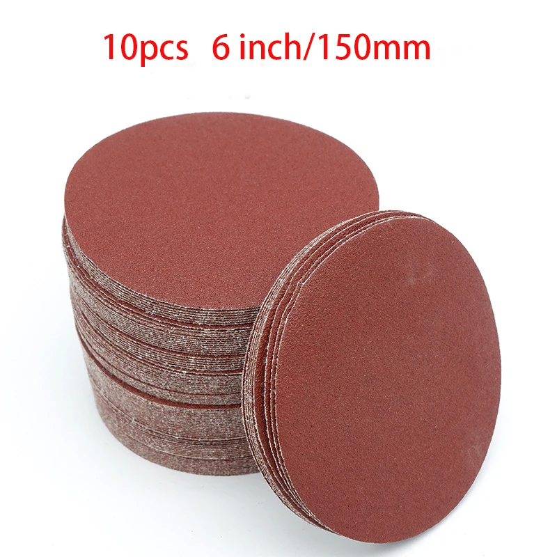 

High quality 10pcs 6inch 150mm Round sandpaper Disk Sand Sheets Grit 40-2000 Hook and Loop Sanding Disc for Sander Grits NEW