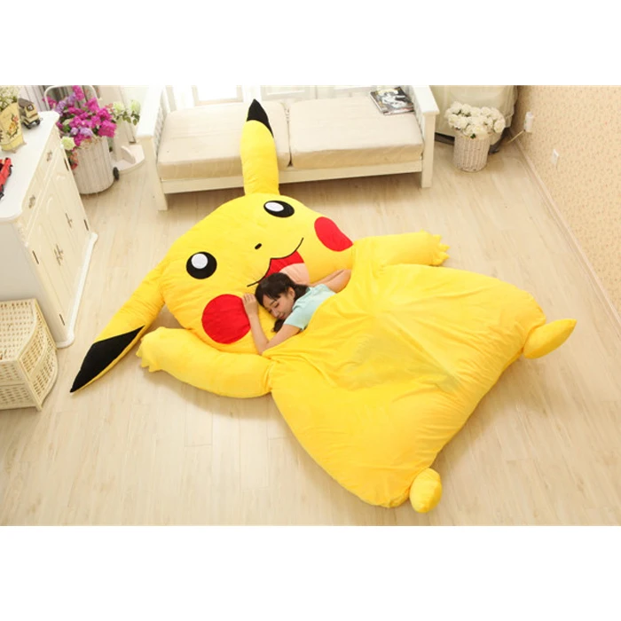 Anime Pokemon Pikachu Stuffed Large Cartoon Japanese Bed Sleeping Mattress Pad Bedding Set Mat