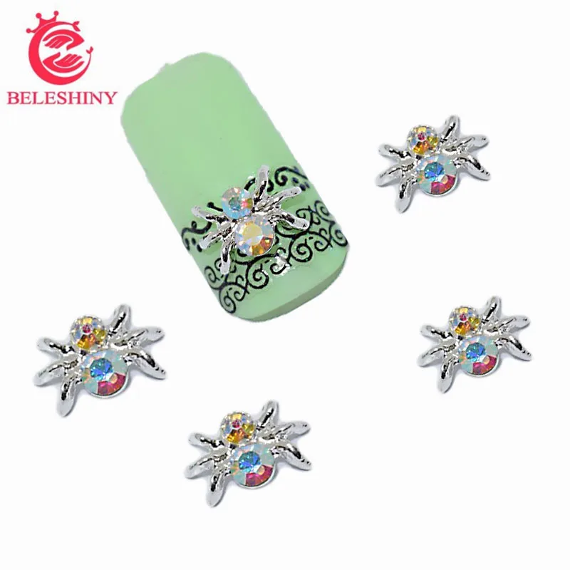 

Beleshiny 10psc New Color spider 3D Nail Art Decorations,Alloy Nail Charms,Nails Rhinestones Nail Supplies #040