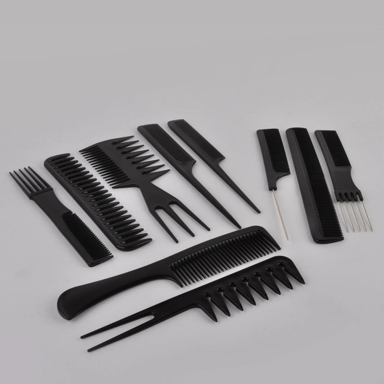 Mayitr 10in1 Professional Stylist Hairdressing Comb Kit Set Black Salon Barber Tool Suitable For Salon Home  Styling Tool