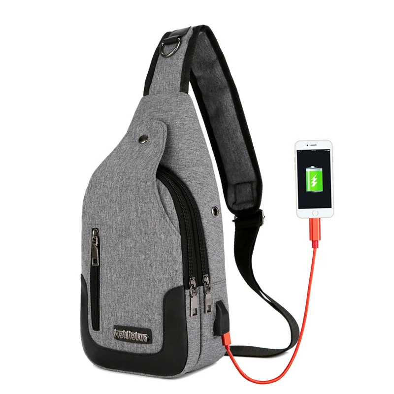 

CCRXRQ Single Shoulder Strap Back Bag USB Charging Fashion Men Anti Theft Chest Bag Unisex Trip Crossbody Messenger Bags Male