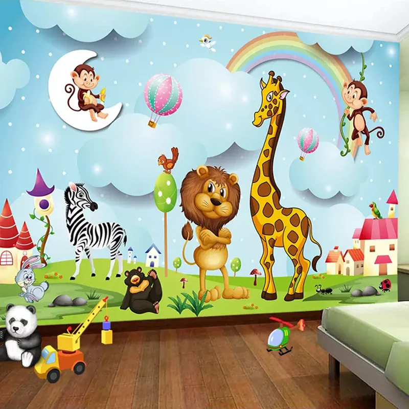 Custom Wall Murals 3d Cartoon Animal Photo Wallpaper Boys And Girls  Children's Bedroom Background Wall Painting Kid's Wall Paper - Wallpapers -  AliExpress