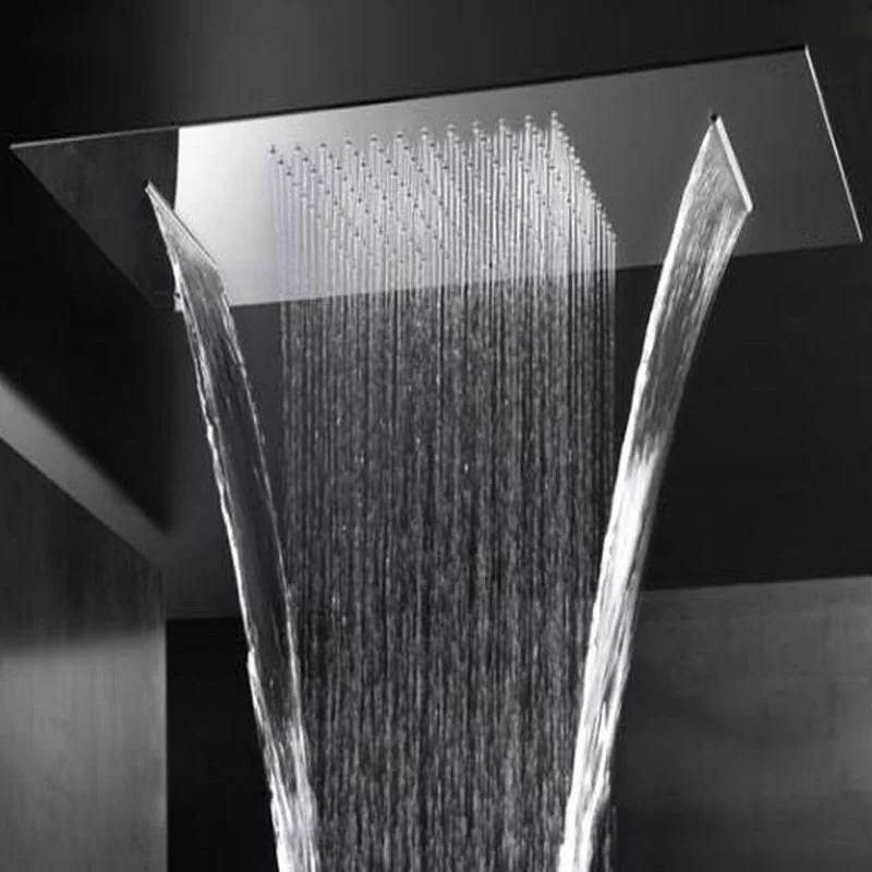 

Big Shower Head Rainfall Waterfall Brushed Or Mirror Shower Panel Ceiling Bathroom Fixture Accessories Shower Rose Water Saving