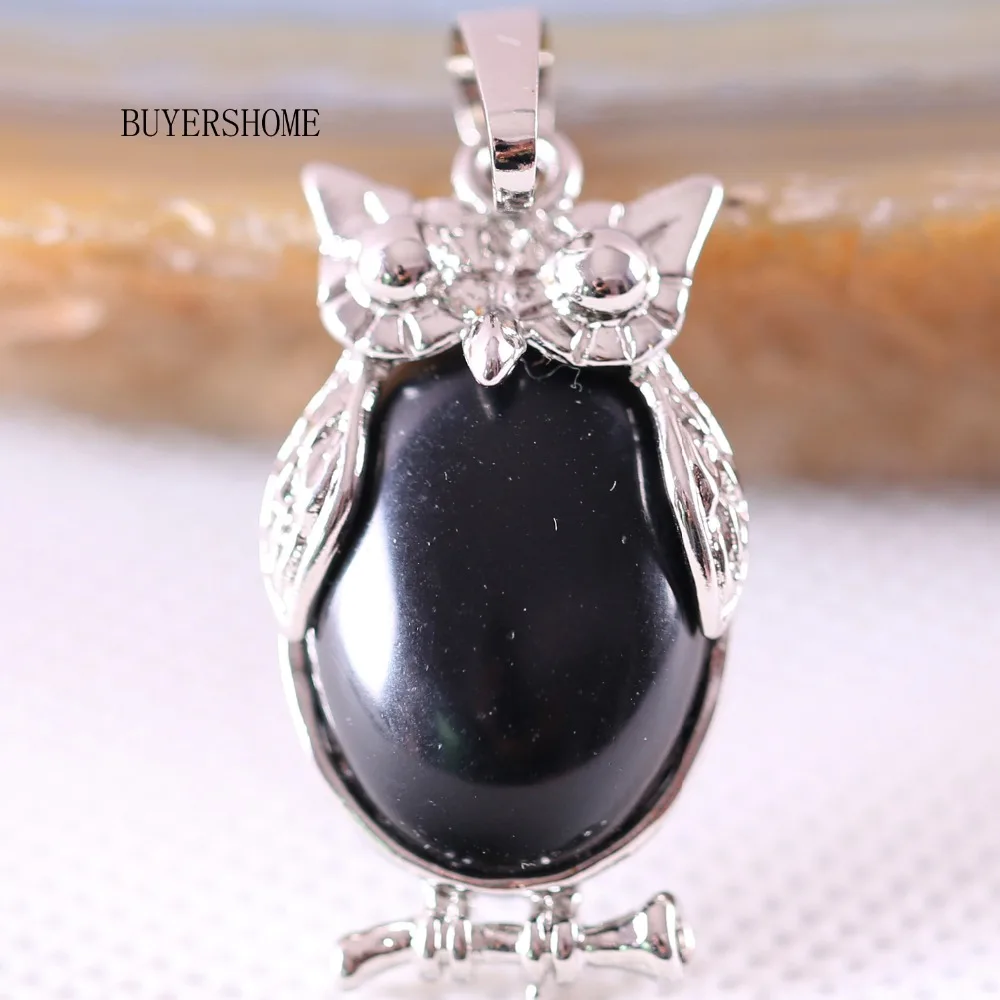 

Animal Owl Natural Stone Bead Black Onyx Women Necklace Pendant 1Pcs K336