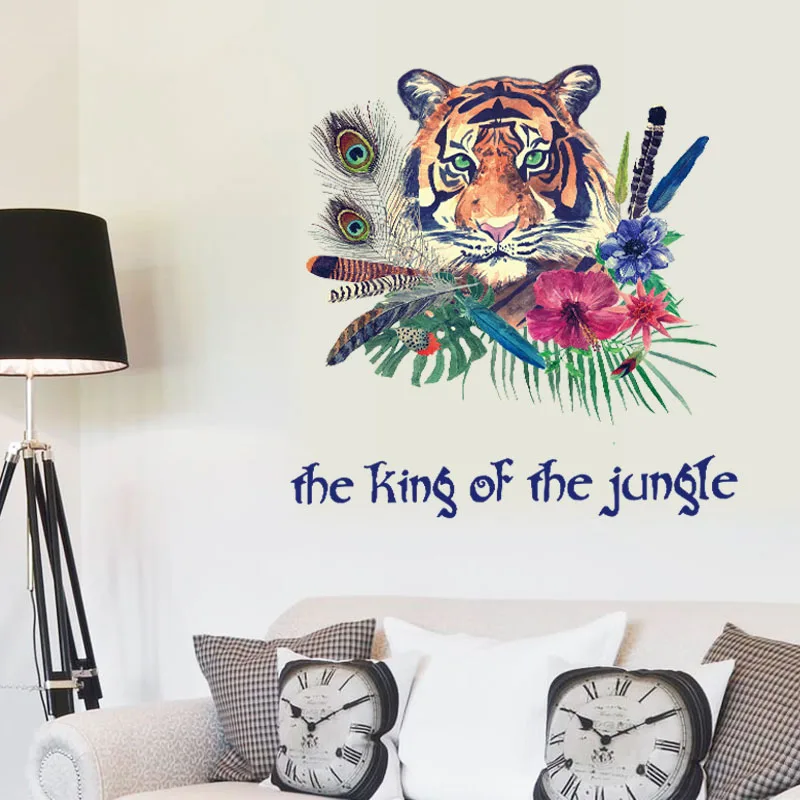 

[Fundecor] the king of the jungle tiger wall stickers home decor living room kitchen bedroom decoration toilet wall decal poster